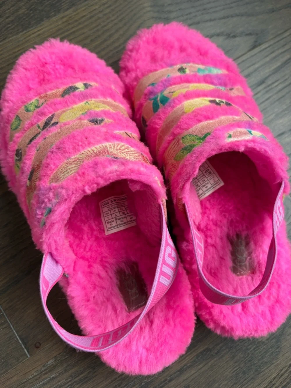 UGG Fluff Yeah Tiger Flower Slides Size 7 Taffy Pink - Picture 6 of 8